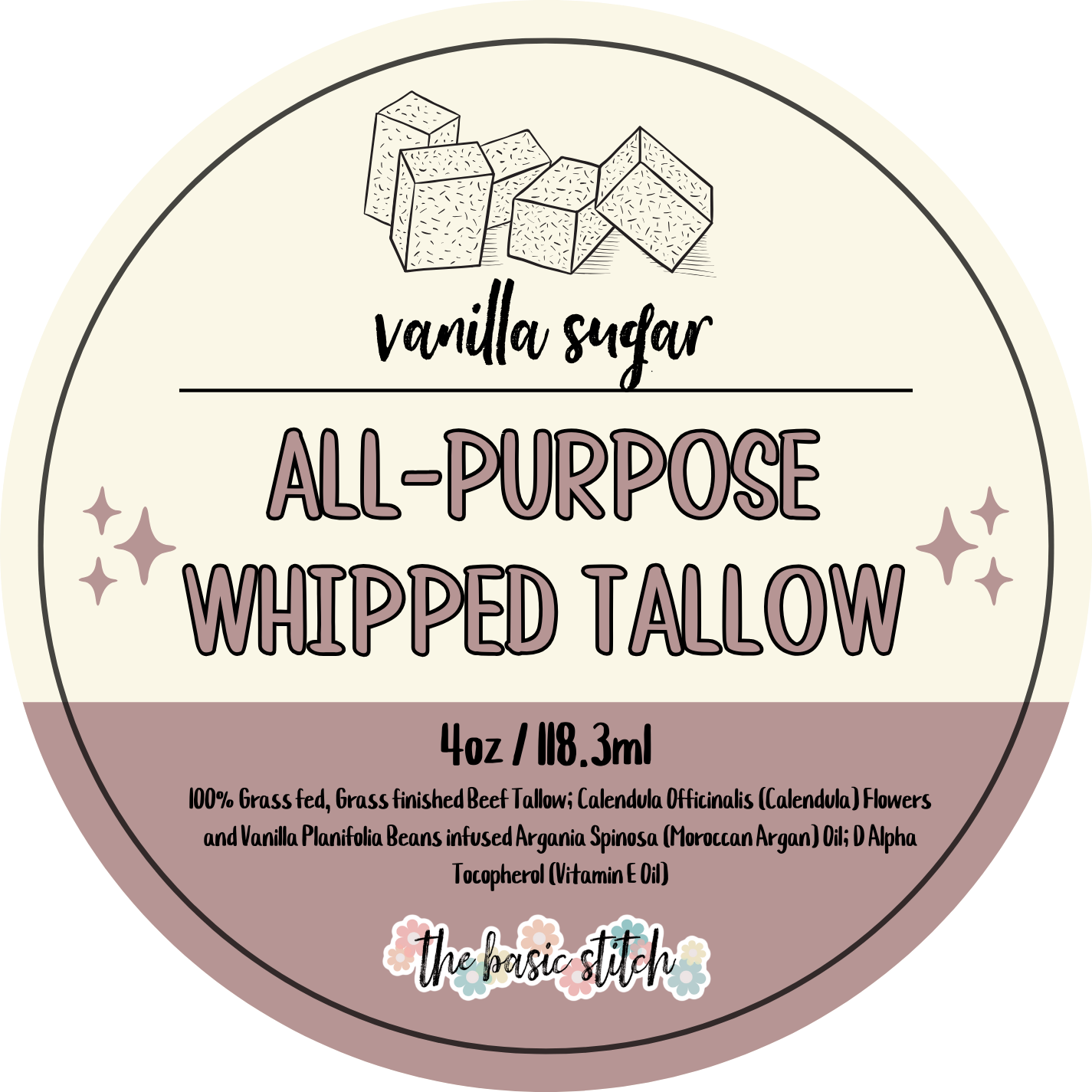 Vanilla sugar all-purpose whipped tallow balm