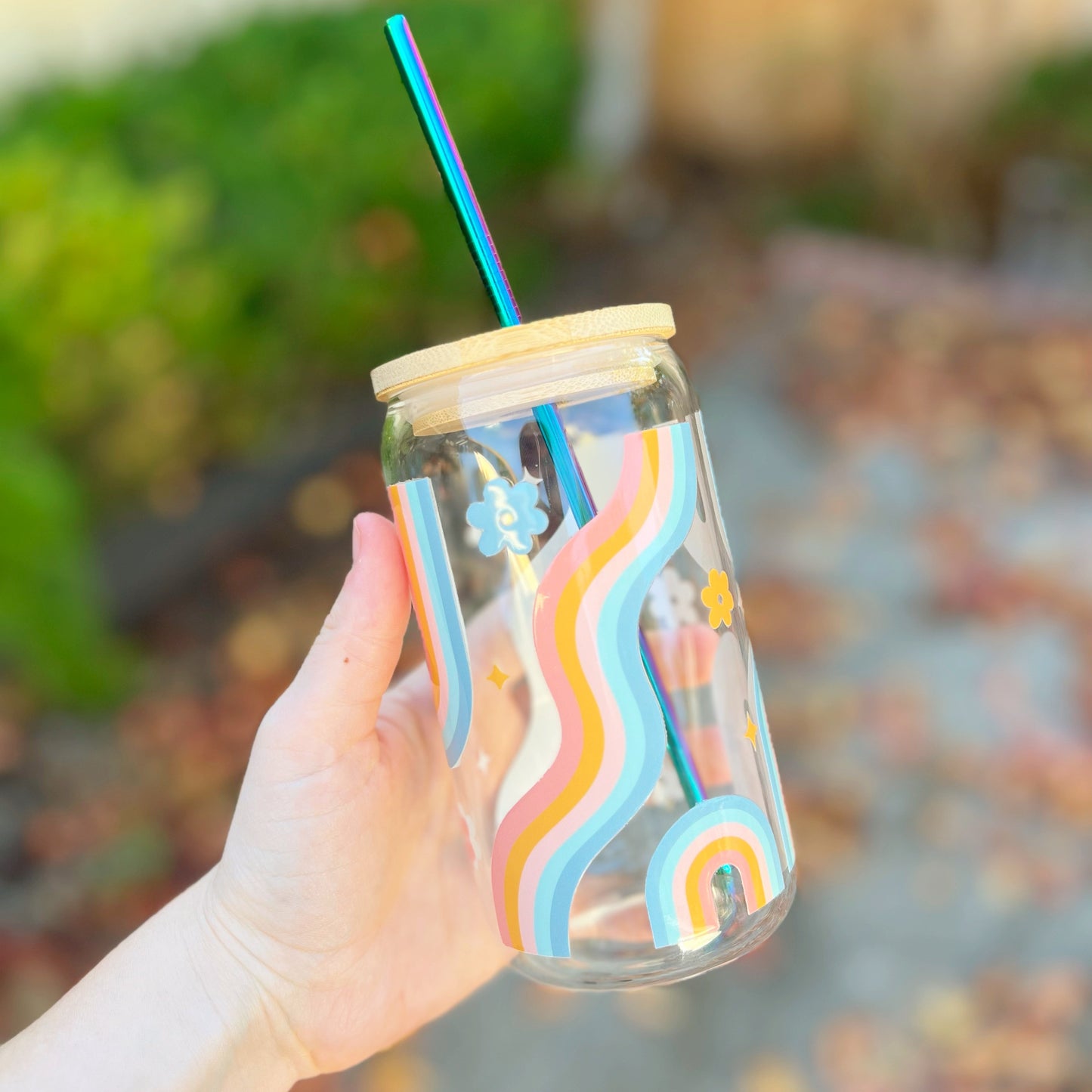 Rainbow Glass Can Tumbler